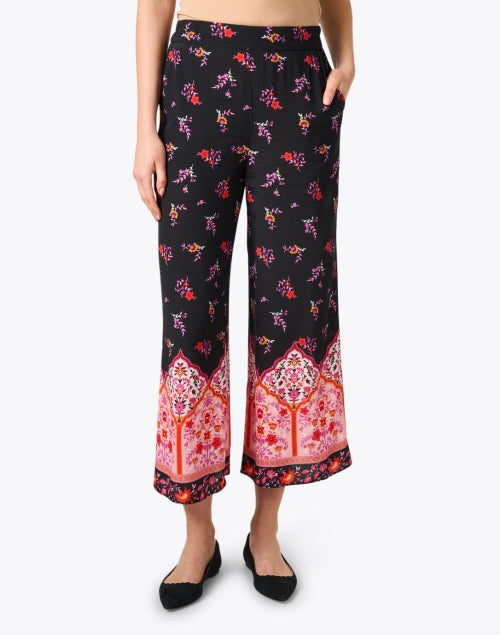 Stylish Ave Black Multi - Printed Pull - on Wide - Leg Pants