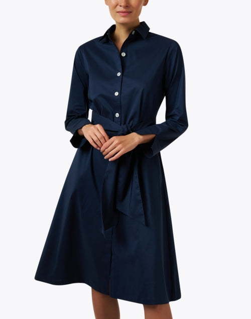Stylish Navy Tamron Cotton Shirt Dress by Hinson Wu