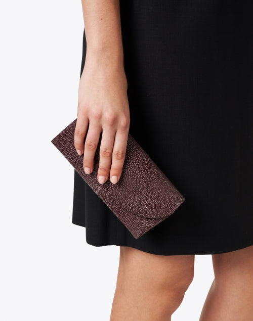 Baby-Sized Grande Merlot-Colored Stingray Leather Clutch Bag