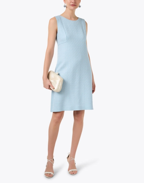 Sky Blue Wool Tweed Women's Sam Dress for a Polished Look