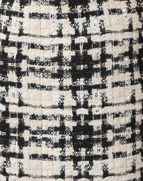 Stylish Black and White Checkered Tweed Mini Shift Dress for Women