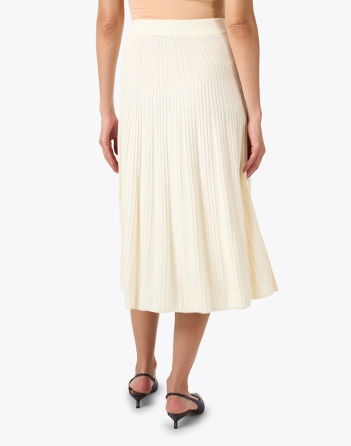 Elegant Ivory Pleated Merino Wool Midi Skirt