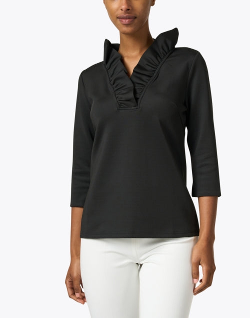 Stylish Women's Black Ruffled Neck Fashion Top