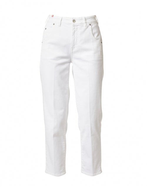 Ines de la Fressange Luna Classic White Stretch Cotton Denim Straight-Leg Jeans for Any Season