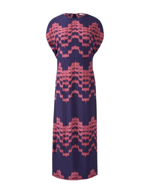 Pink and Purple Dahlia Print Women's Midi Dress for Desk to Dinner