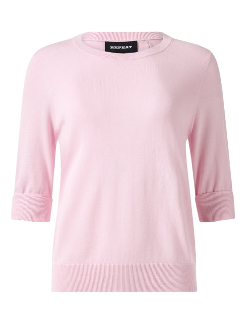 Stylish Pink Cotton Blend Elbow Sleeve Sweater for Your Wardrobe