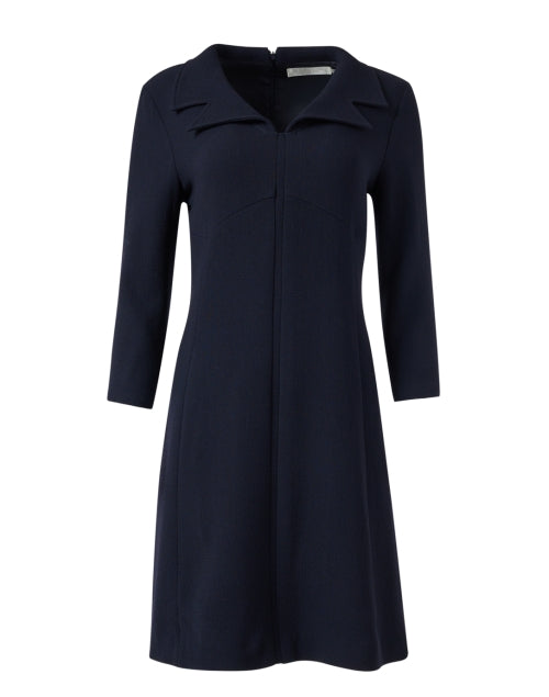 Navy Blue Wool Crepe Women's Tia Dress - A Timeless Fashion Piece