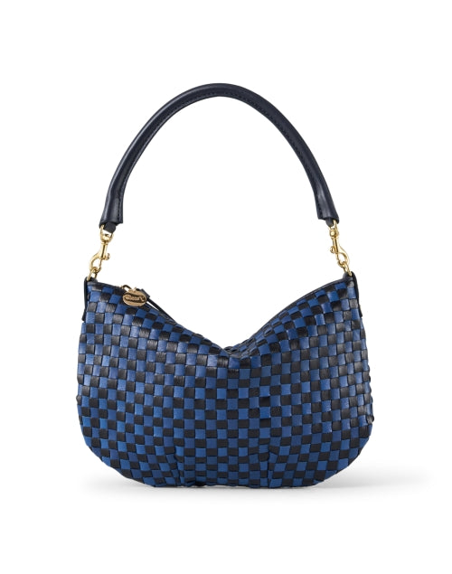 Dark Blue Woven Leather Petit Moyen Messenger Bag for Effortless Style