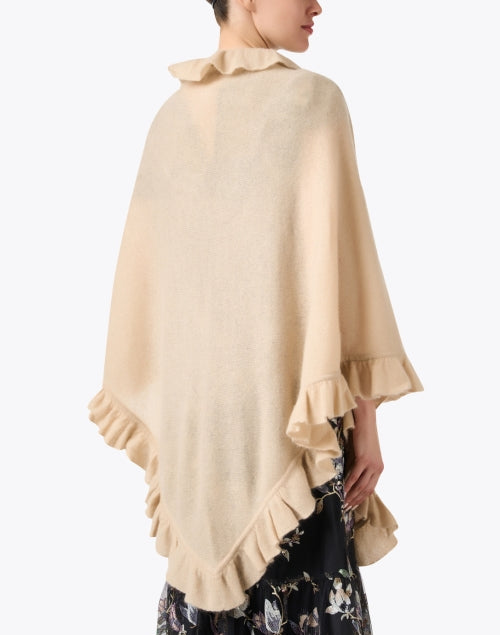 Beige Cashmere Signature Women's Ruffle Shawl for Cool Weather