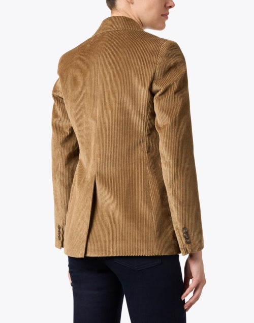 Stylish Afona Tan Soft Cotton Corduroy Double - Breasted Jacket