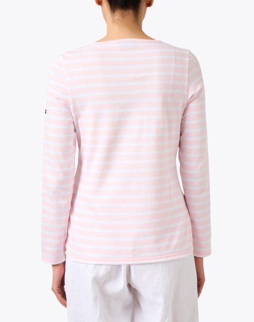 Luxurious Pink and White Striped Airy Cotton Casual Top