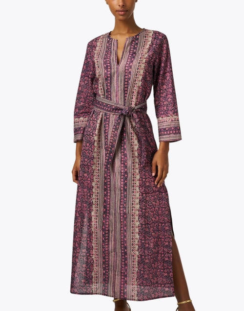 Jane's Stunning Pink and Brown Multi - Print Lightweight Cotton Kaftan