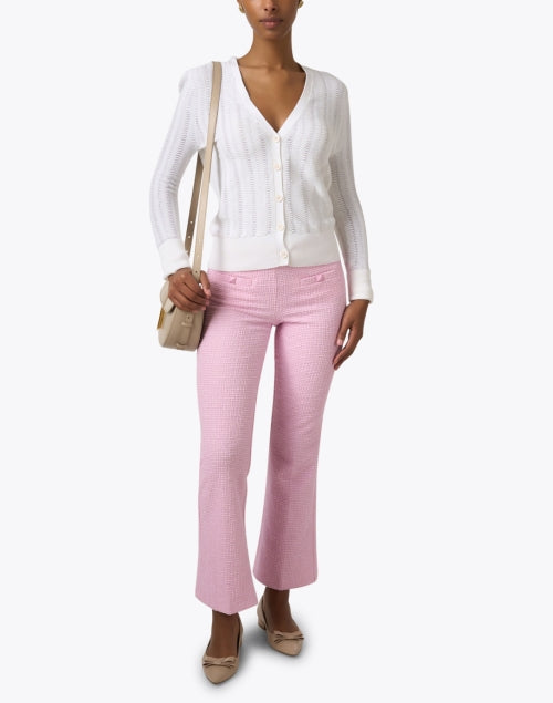 Elegant Pointelle Knit White Women's Cardigan for Seasonal Styling