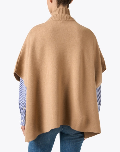 Soft Camel Wool Cashmere Zip-up Poncho for Casual Style