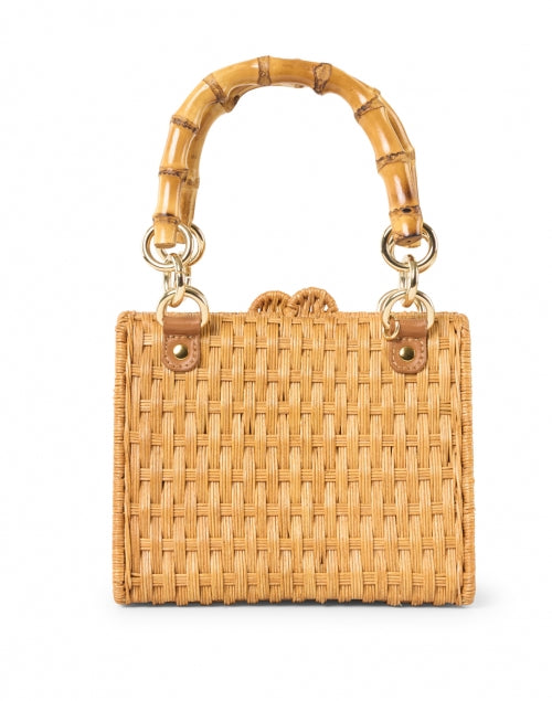 Stylish Paola Wicker Handbag with Bamboo Handle and Detachable Strap