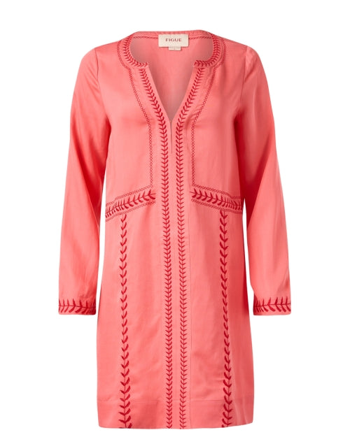 Stylish Pink Embroidered Women's Melissa Dress for Vacation