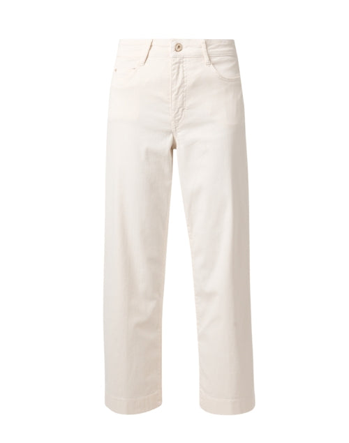 Dreamy Ivory Stretch Cotton Wide-Leg Mid-Rise Jeans
