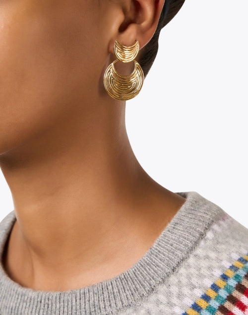 Exquisite Handmade French Luna Gold Wave Drop Earrings