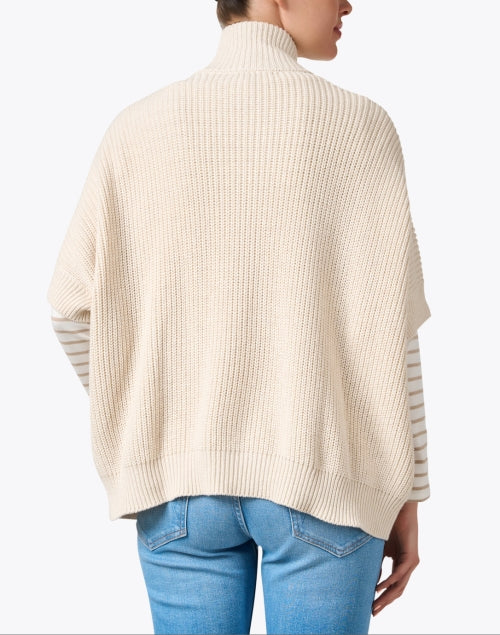 Elegant Ivory Short-Sleeved Cable Knit Snap-Button Cardigan