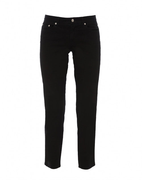 Black Lightweight Stretch Cotton Twill Tapered Leg Jeans