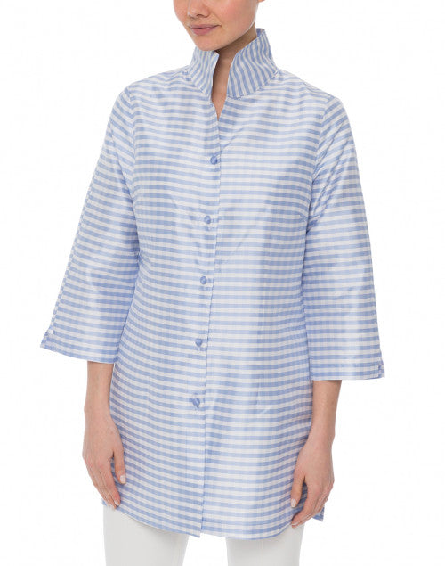 Rita's Lavender and White Checked Silk Sophisticated Top