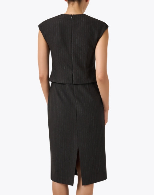 Stylish Brown Pinstriped Peplum Dress for a Chic Look