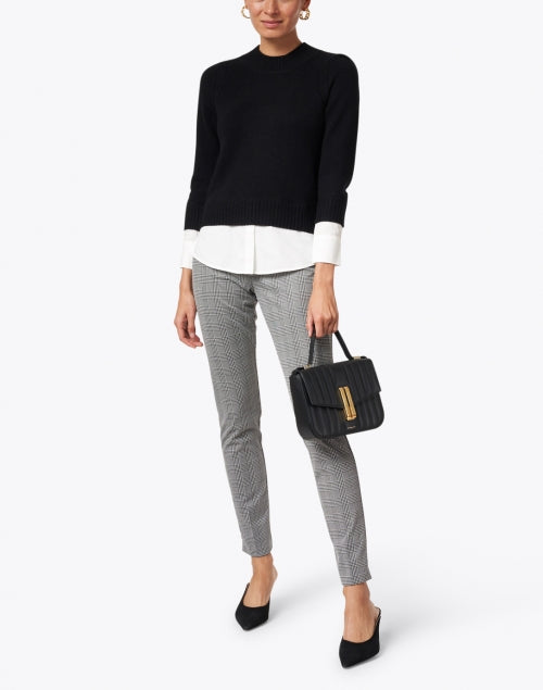 Eton Men's or Women's Black Wool and Cashmere Blend Knitted Sweater with a White Cotton - Poplin Underlayer