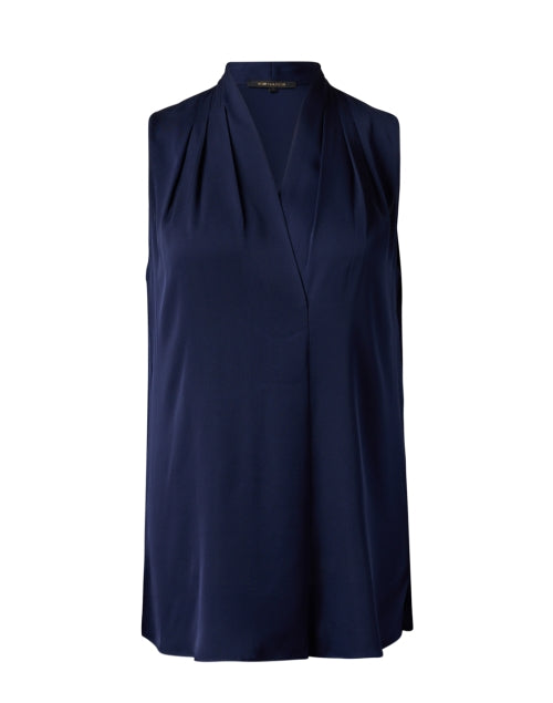 Navy Blue Stretch Silk Georgette Women's Mila Blouse by Kobi Halperin