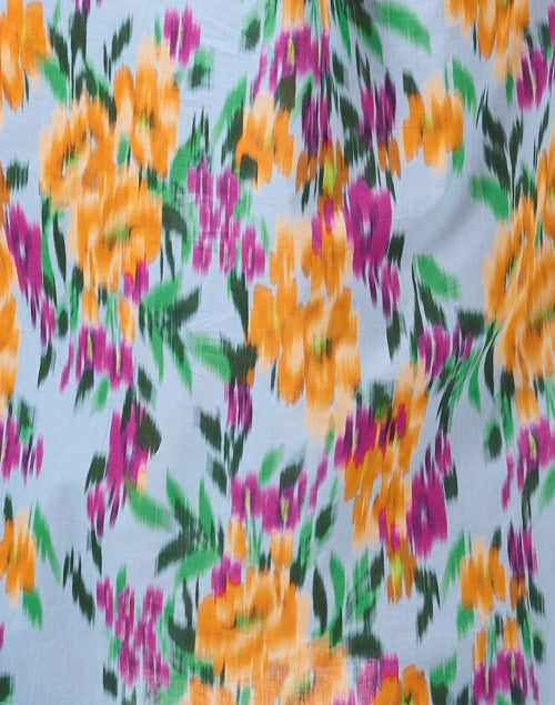 Blue Multi - Print Charming Cotton Fleur Midi Dress