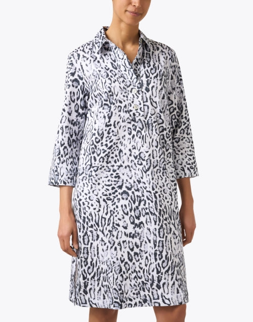 Charlotte Women's Leopard Print Stretch-Cotton Sateen Shirt Dress