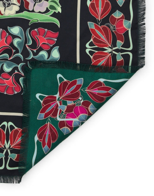 Reversible Black and Green Silk Fashion Scarf for Stylish Wear