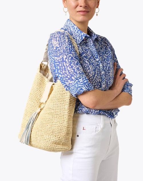 Stylish Sorrento Ivory Beige Raffia Shoulder Bag for Summer