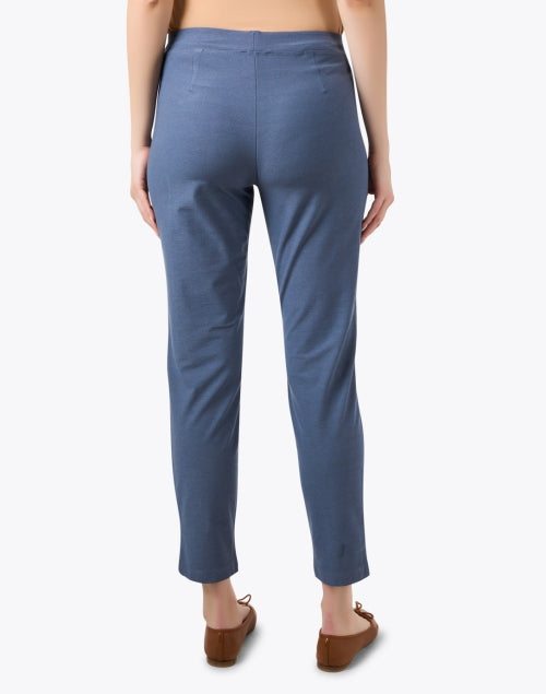 Blue Stretch Crepe Slim-Fit Cropped Ankle Pants for Effortless Style