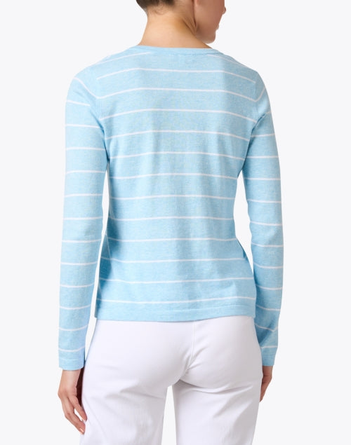 Stylish Blue and White Striped Split Neck Cotton Top for Endless Styling