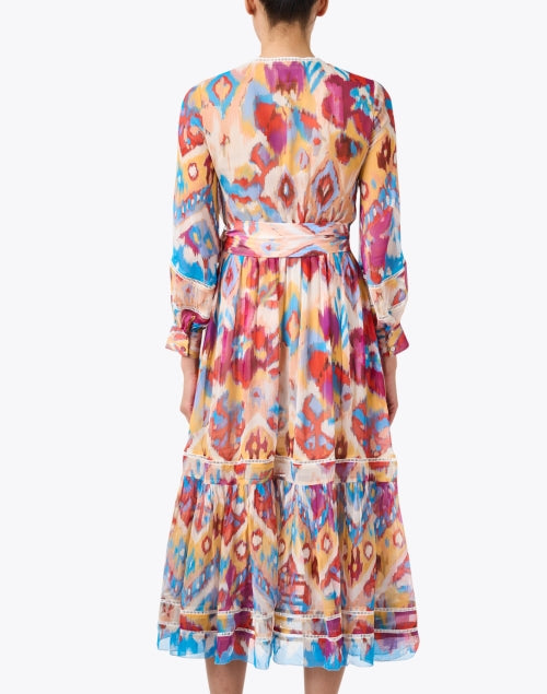 Sierra Vibrant Multicolor Ikat Pattern 100% Silk Women's Dress