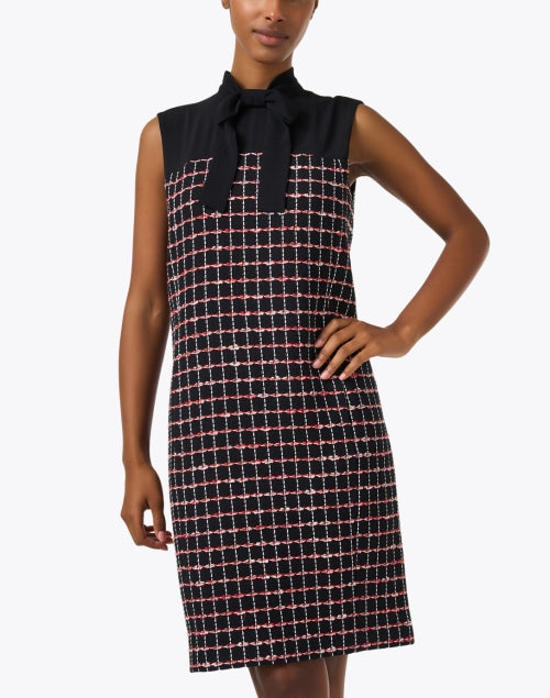 Stylish Black Multi - Patterned Tweed Women's Shift Dress