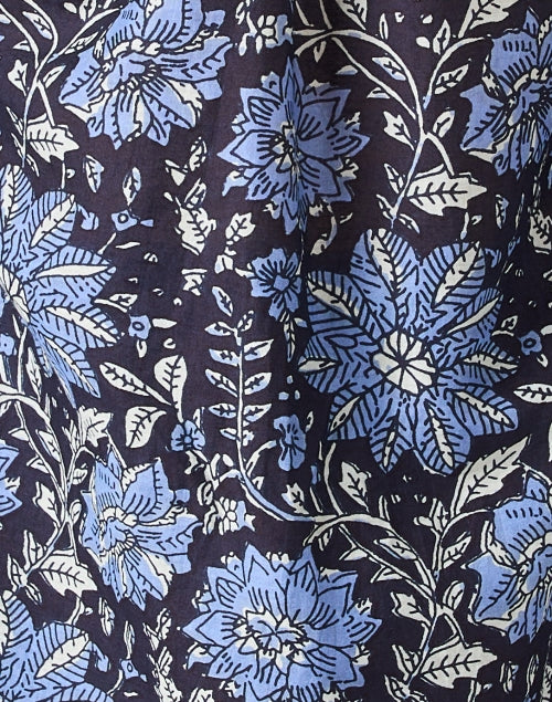 Stylish Tule Blue Print Cotton - Silk Top for Effortless Fashion
