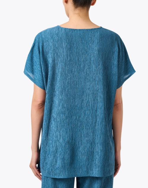 Elegant Cascade-style Lightweight Blue Plisse Top for Effortless Fashion