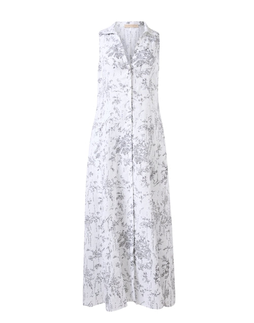 Stylish Black and White Patterned Women's Linen Summer Dress