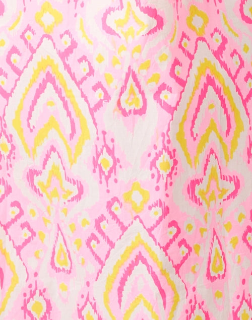 Sail to Sable's Pink Ikat Print Cotton Mini Tiered Dress with Flutter Sleeves