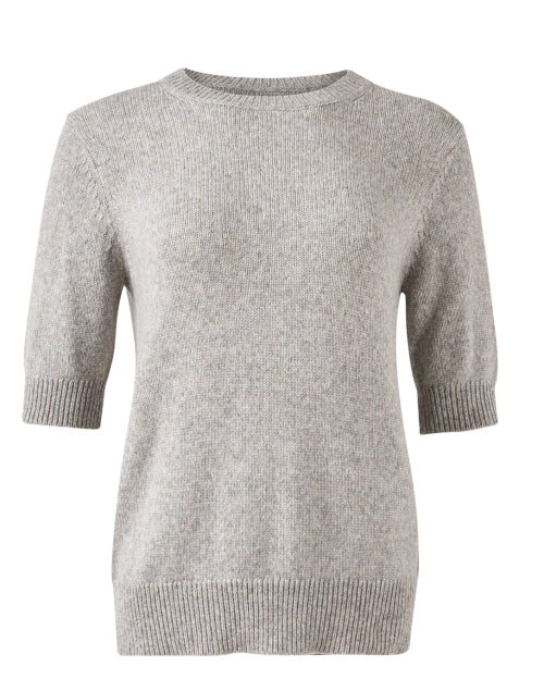 Elegant Grey Quarter - Sleeve Knit Sweater for Versatile Styling