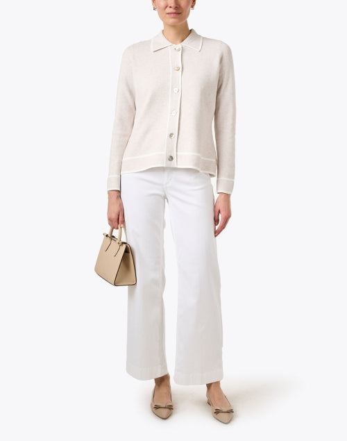Stylish Dreamy White Wide - Leg Stretch Cotton Jeans for Everyday