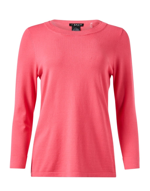 Stylish Blossom Pink Relaxed Knit Crew Neck Top
