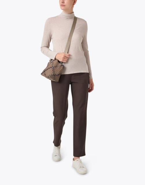 Eileen Fisher Brown Stretchable Slim-Fit Ankle Cropped Pants
