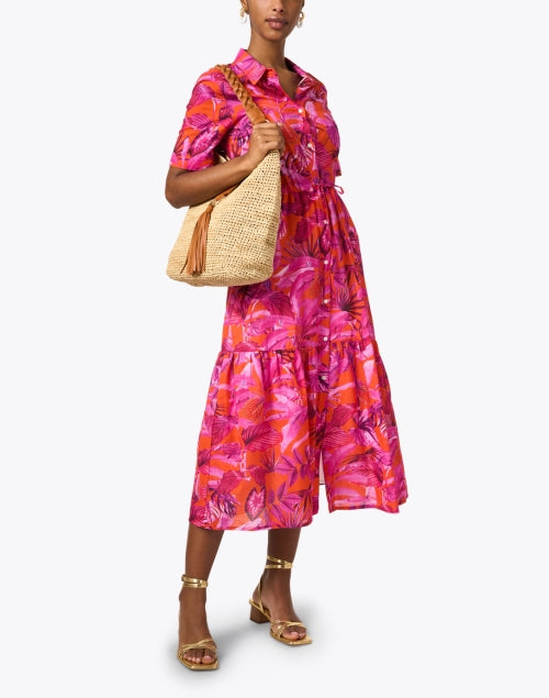 Eveline Cotton Shirt Dress with Stunning Pink Print