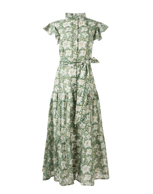 Stylish Women's Green Floral Printed Summer Dress
