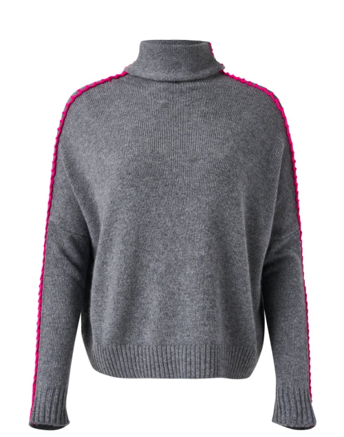 Thea Women's Grey Cashmere Knit Turtleneck Sweater for Transitional Seasons