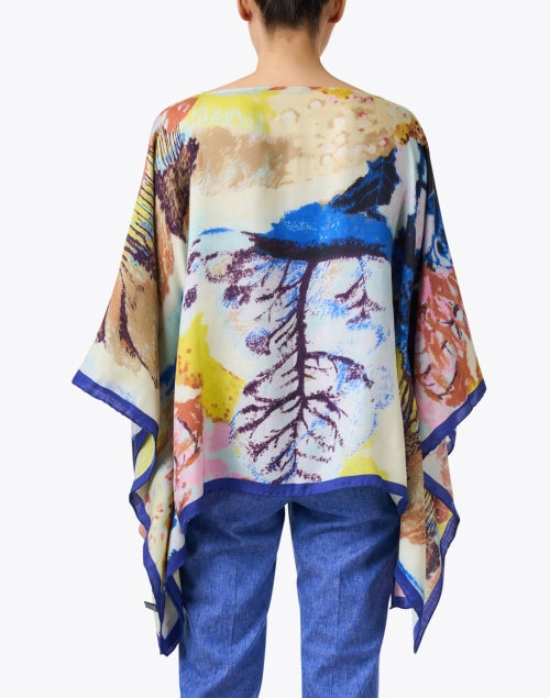 Elegant Multi - Tree Printed Cashmere Silk Poncho for a Classic Look