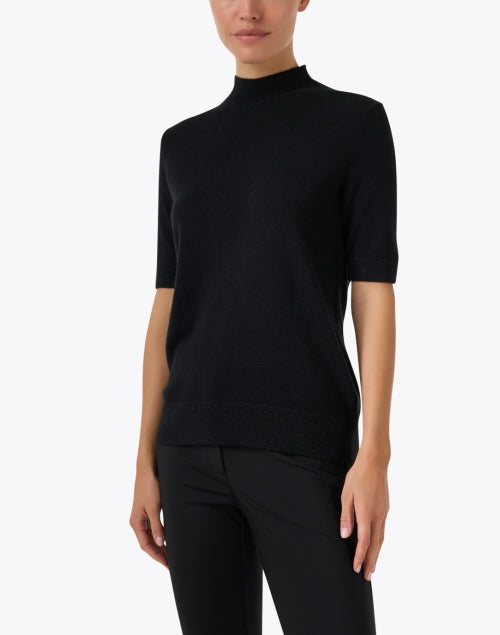 Stylish Black Lurex-finished Cashmere Sweater