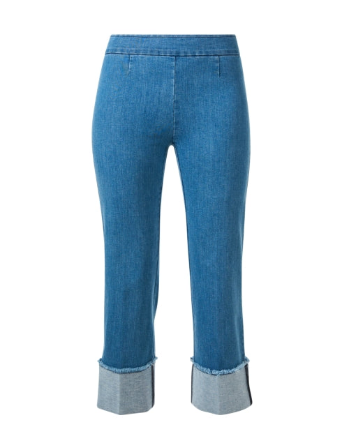 Bonnie Blue Cuffed Straight - Leg Stretch Cotton Denim Jeans